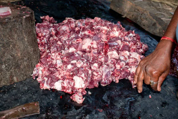 Raw goat meat